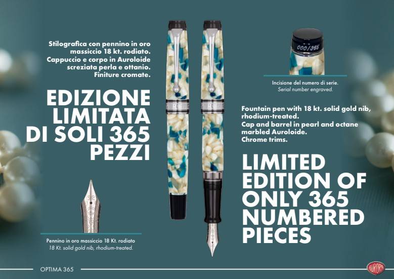 Aurora Optima 365 Perla Ottanio Fountain Pen - Limited Edition 2026